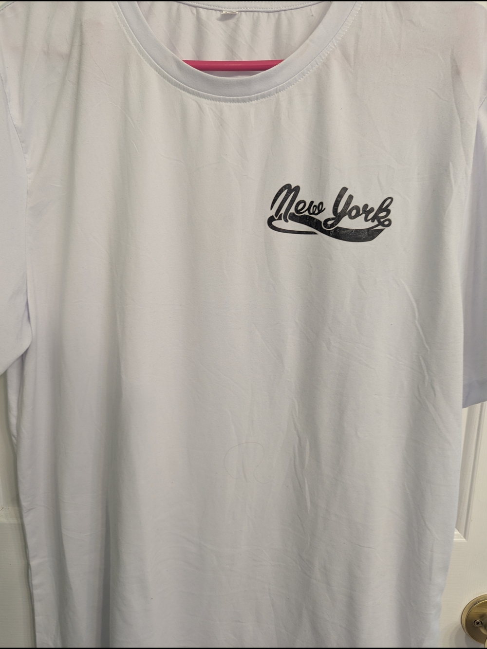 New York Script Logo Men's White T-Shirt